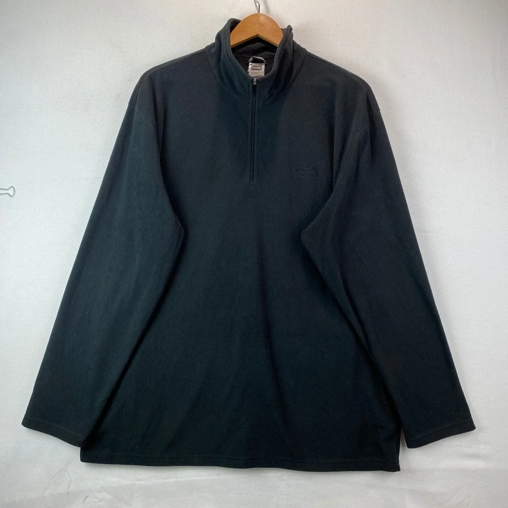 The North Face TKA 100 Quarter Zip Fleece Pullover Mens XXL Black Lightweight